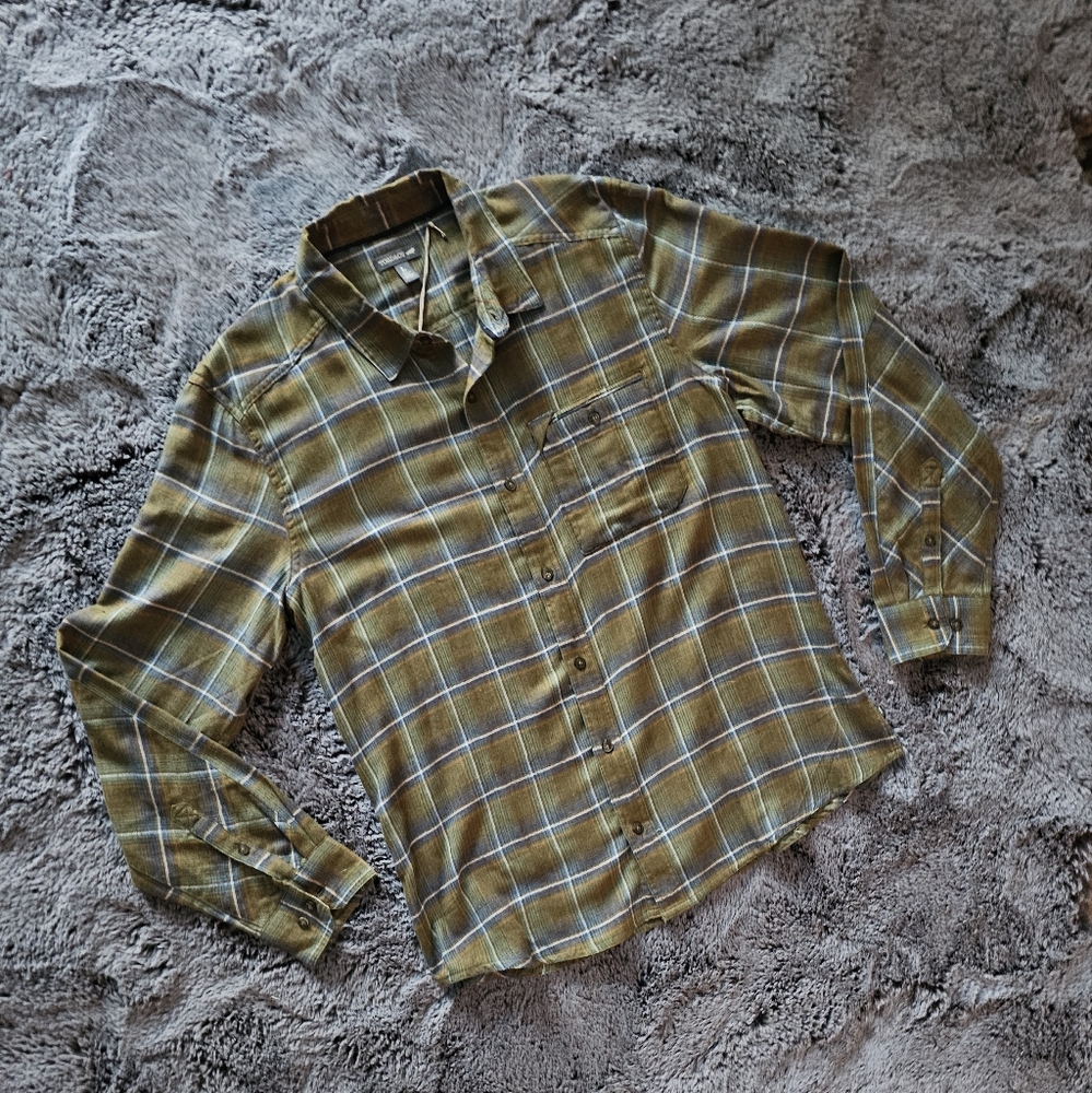 Toad&Co NWT Green + Blue Plaid Button Down sz L